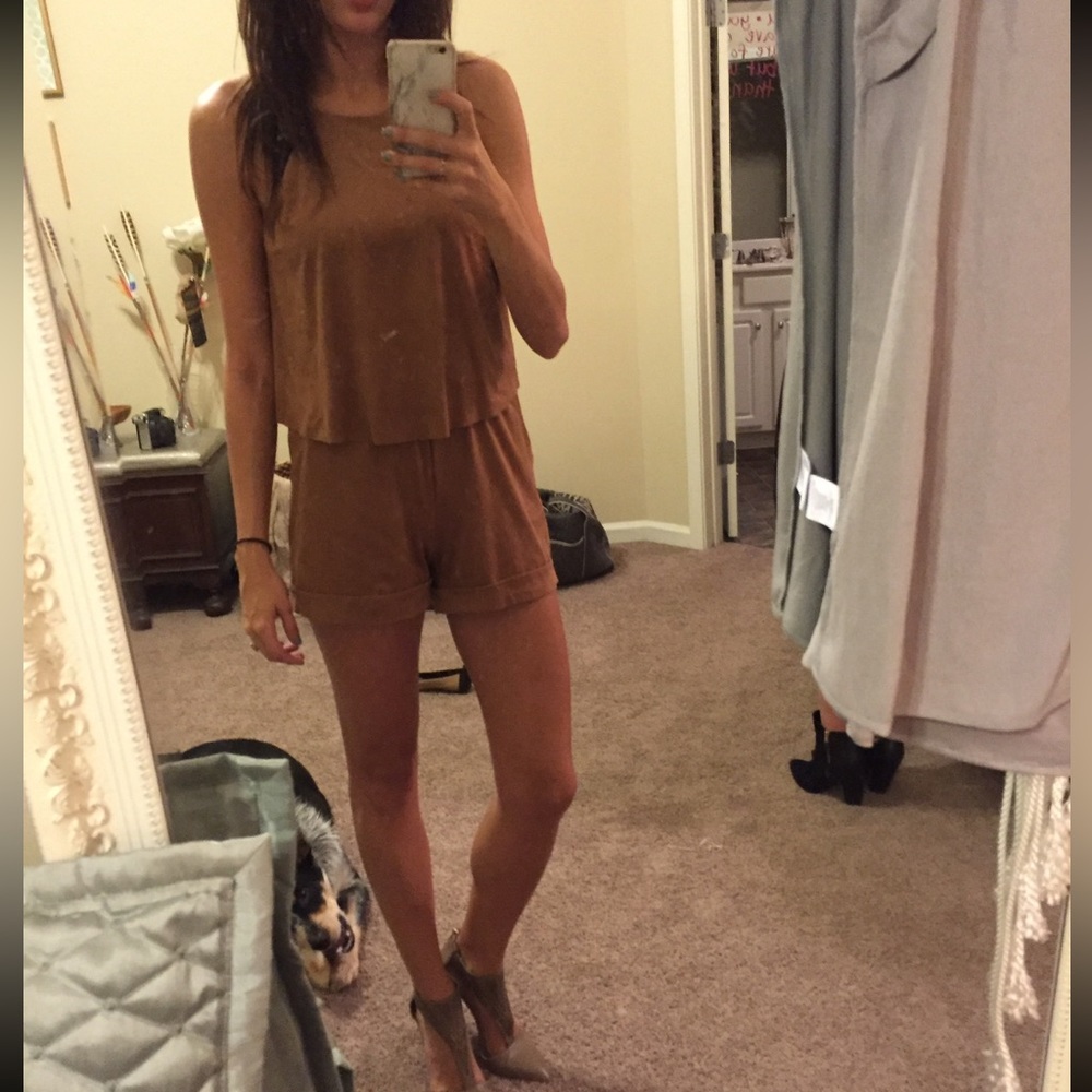 Tan suede romper